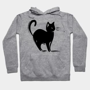 Stick figure cat in black ink Hoodie